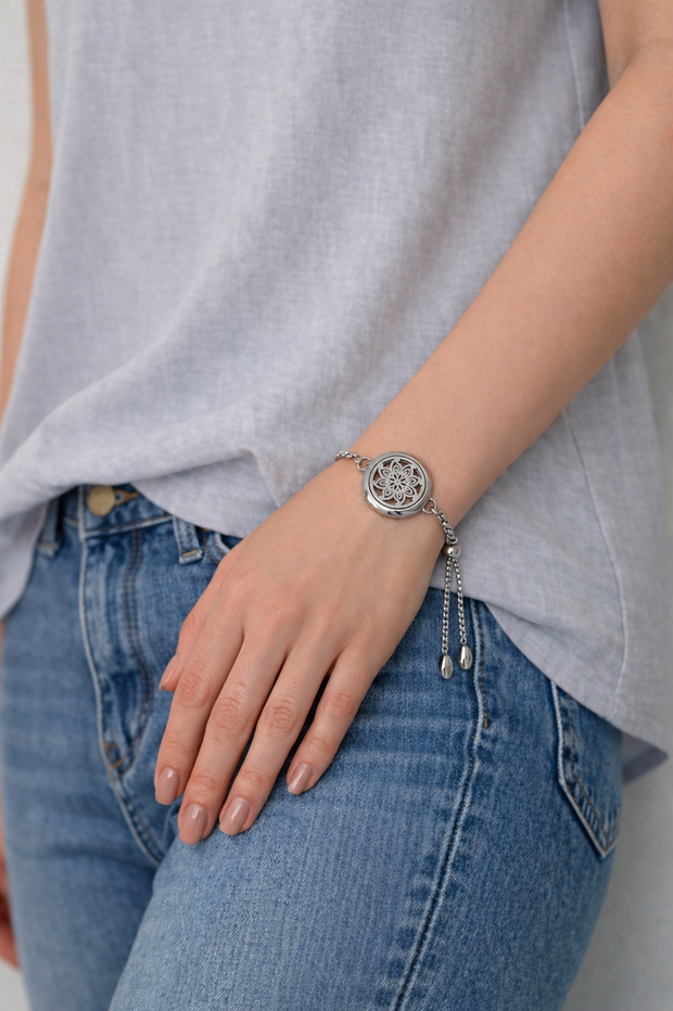 Floral Harmony Diffuser Bracelet - 20mm Statement Size