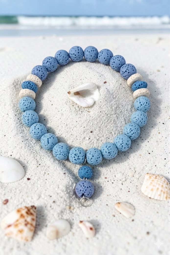 Ocean Whisper Light Blue Lava Stone Bracelet