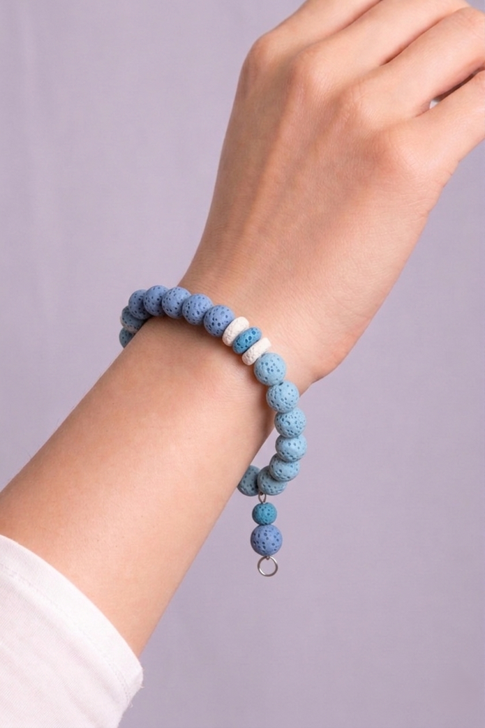 Ocean Whisper Light Blue Lava Stone Bracelet