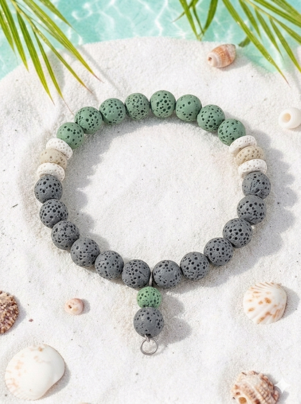 Meadow Glow Green Lava Stone Bracelet