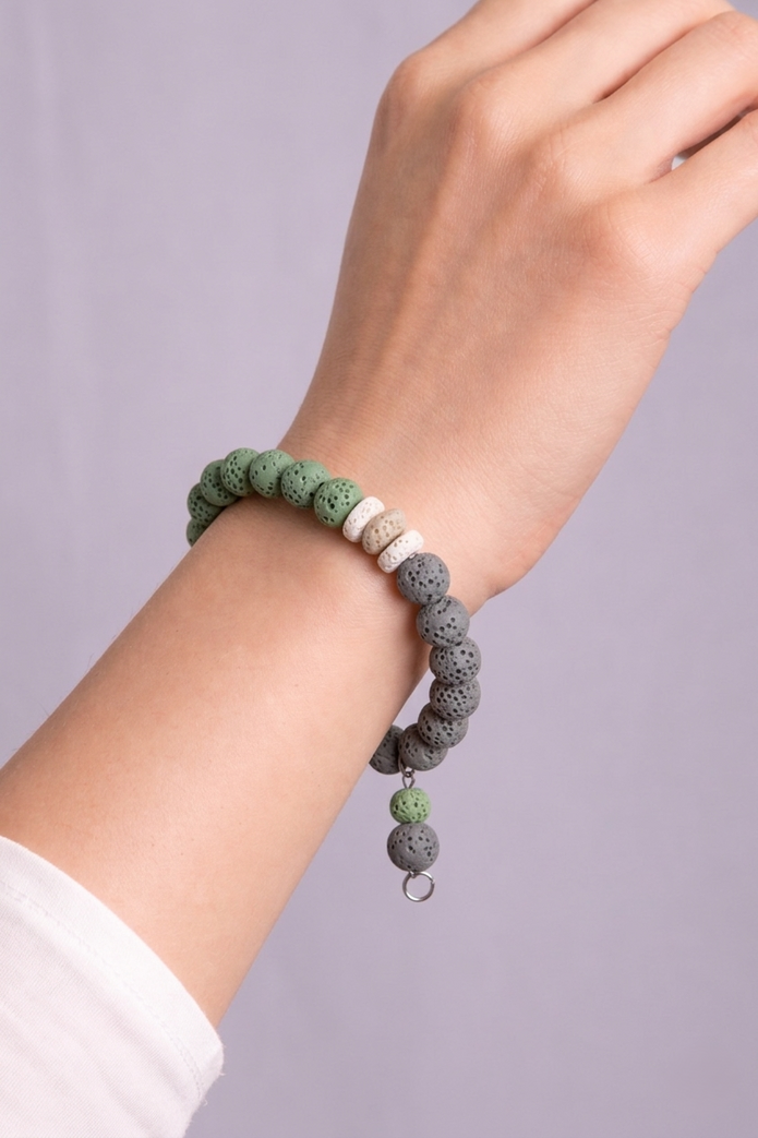 Meadow Glow Green Lava Stone Bracelet