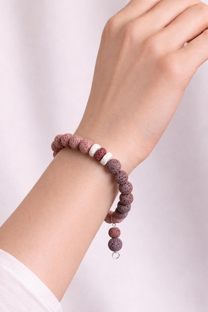 Blossom Drift Pink Lava Stone Bracelet