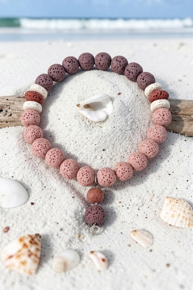 Blossom Drift Pink Lava Stone Bracelet