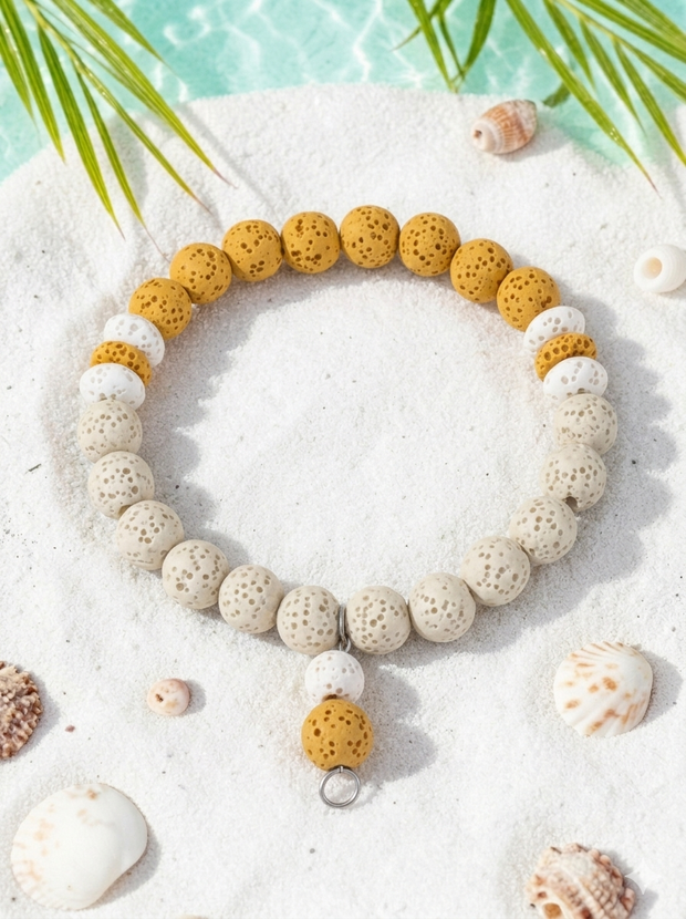Sunlit Halo Yellow Lava Stone Bracelet