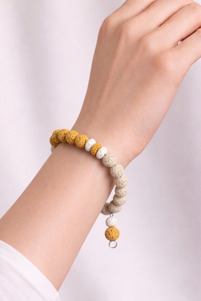 Sunlit Halo Yellow Lava Stone Bracelet