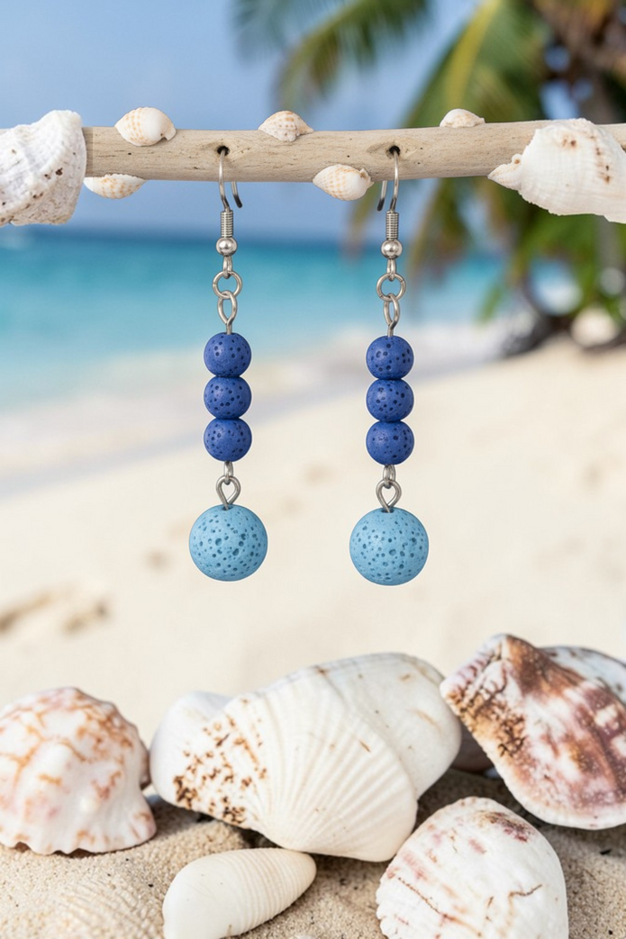Ocean Whisper Blue Lava Stone Earrings