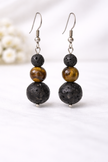 Tiger Eye Lava Earrings – Strength
