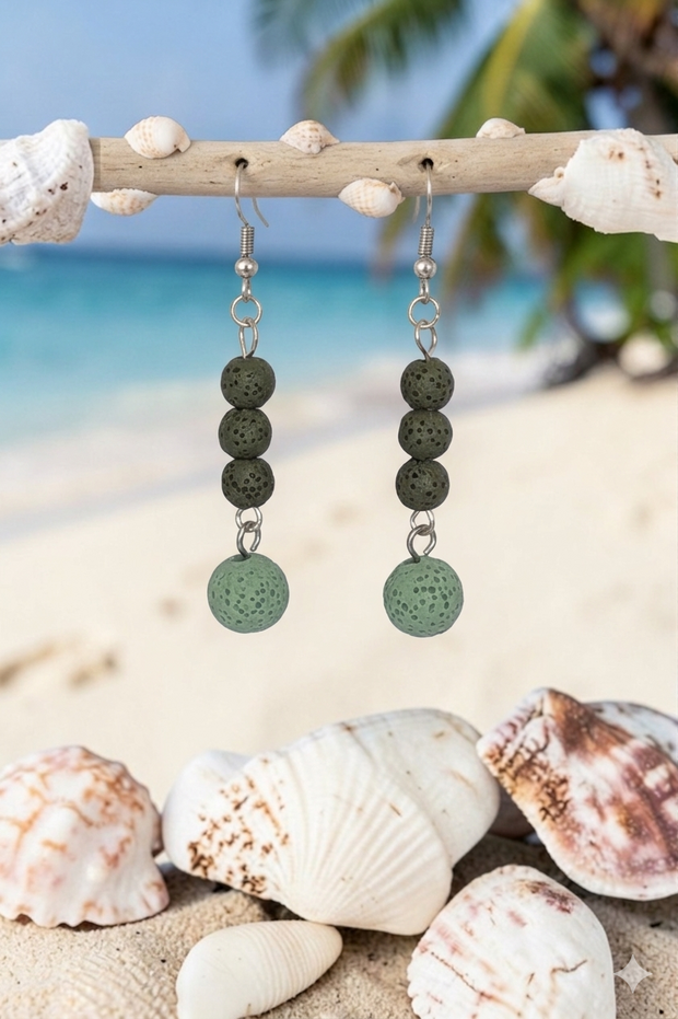 Meadow Glow Green Lava Stone Earrings