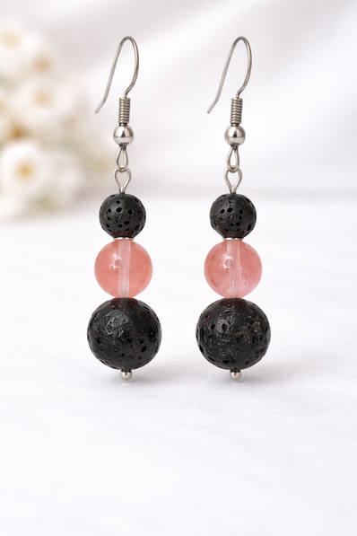 Rose Quartz Lava Earrings – Love