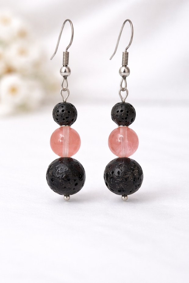 Rose Quartz Lava Earrings – Love