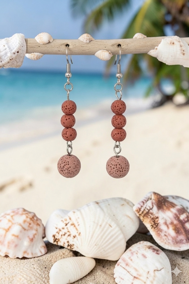 Blossom Drift Pink Lava Stone Earrings