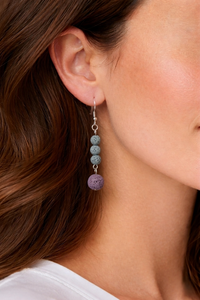 Midnight Glow Purple Lava Stone Earrings