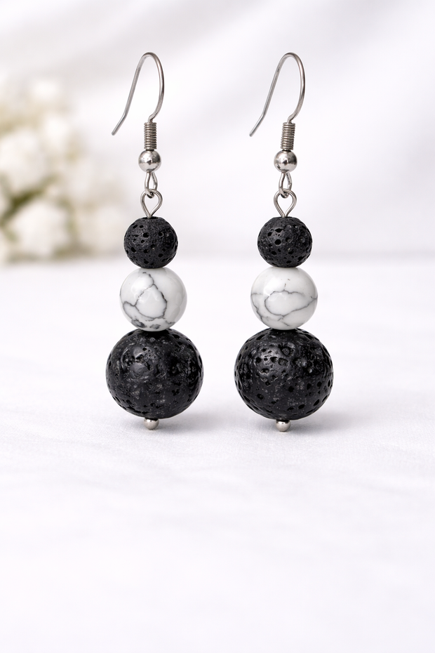 White Howlite Lava Earrings – Calm