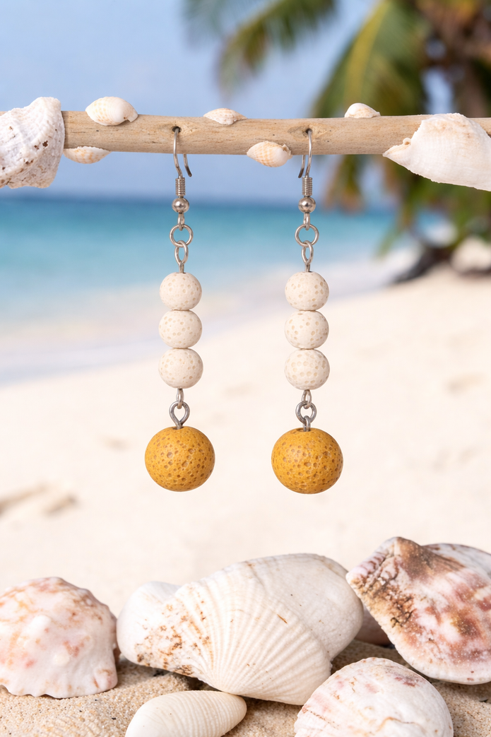 Sunlit Halo Yellow Lava Stone Earrings