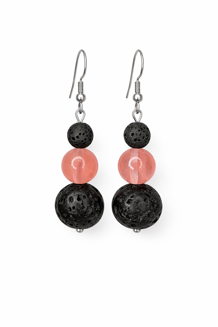 Rose Quartz Lava Earrings – Love