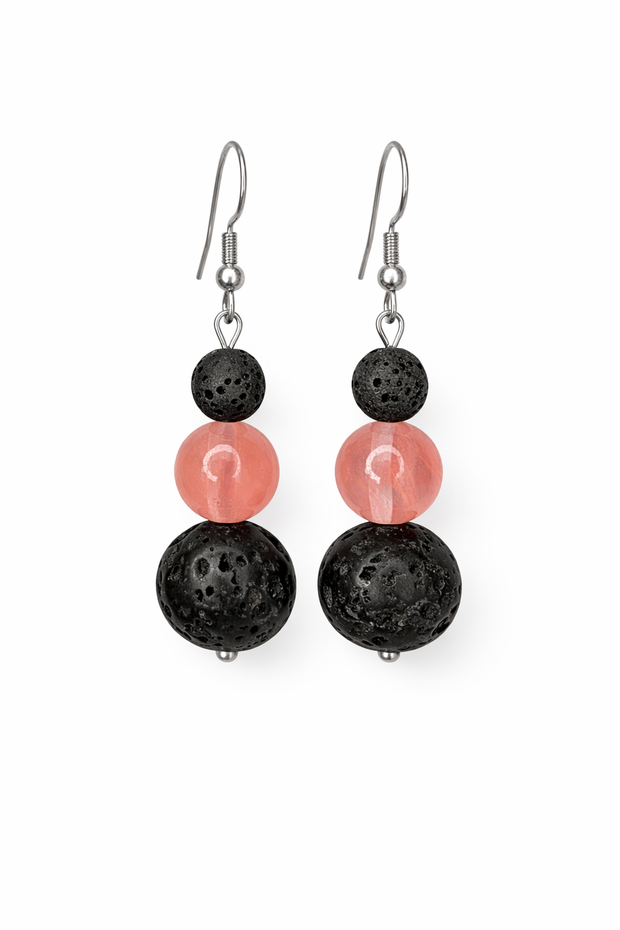 Rose Quartz Lava Earrings – Love
