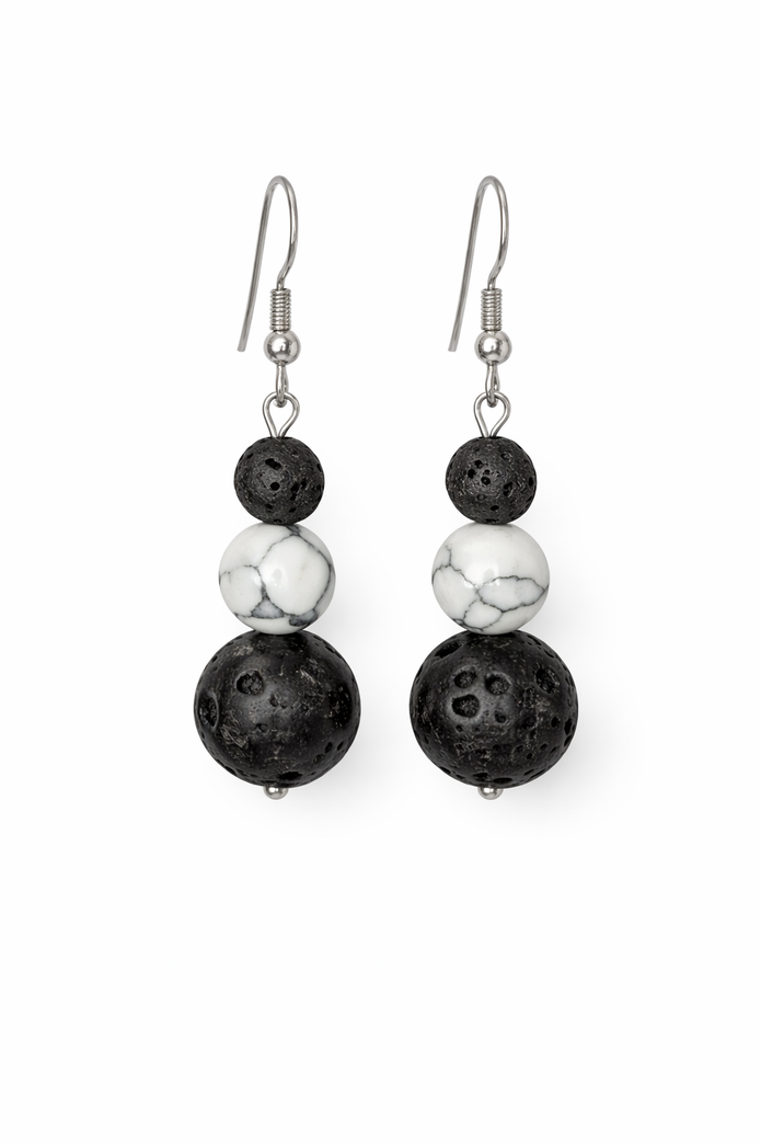 White Howlite Lava Earrings – Calm