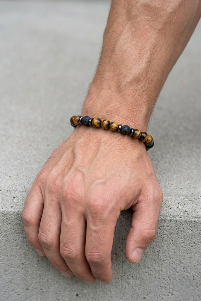 Tiger Eye Lava Bracelet – Strength