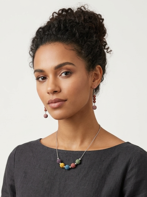 Blossom Drift Pink Lava Stone Earrings