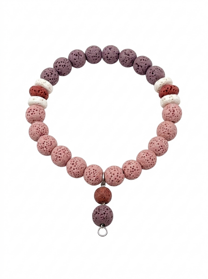 Blossom Drift Pink Lava Stone Bracelet