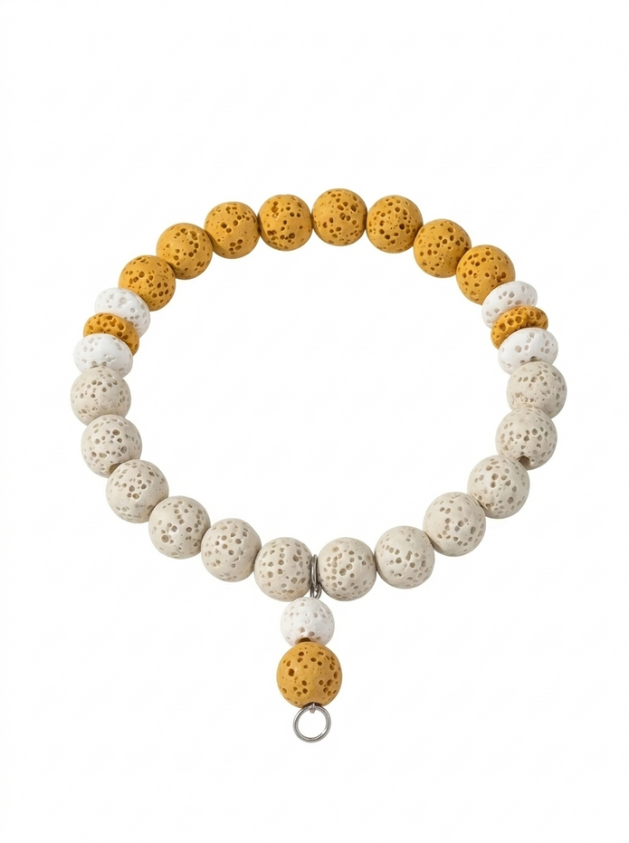 Sunlit Halo Yellow Lava Stone Bracelet