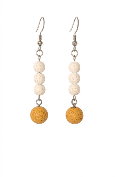Sunlit Halo Yellow Lava Stone Earrings