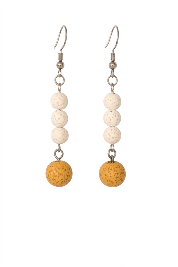 Sunlit Halo Yellow Lava Stone Earrings
