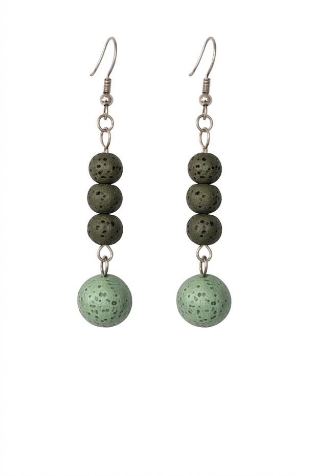 Meadow Glow Green Lava Stone Earrings