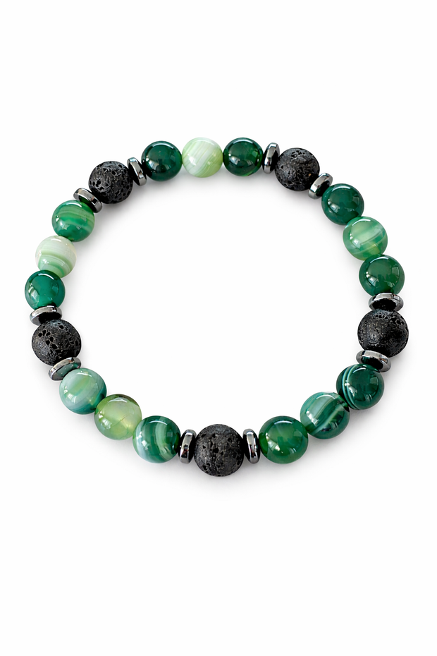 Green Stripe Agate Lava Bracelet – Steady