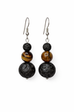 Tiger Eye Lava Earrings – Strength