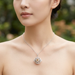 Moon blossom Silver Cage Necklace