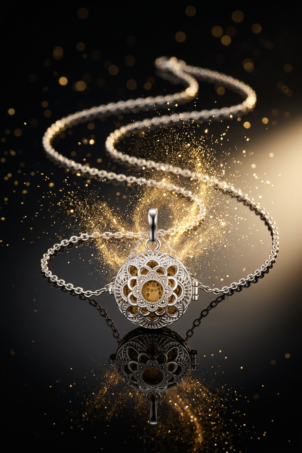 Moon blossom Silver Cage Necklace