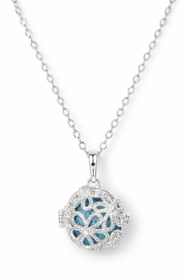 Cosmic Petal Silver Cage Necklace