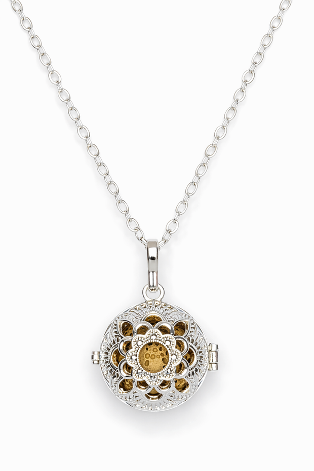 Moon blossom Silver Cage Necklace