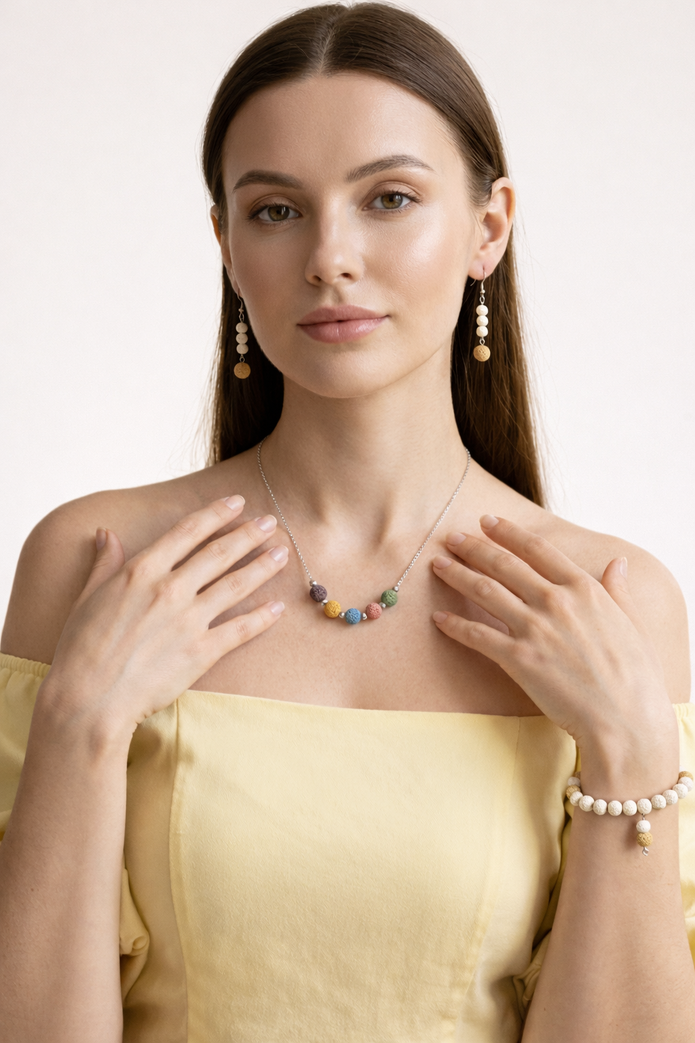 Sunlit Halo Yellow Lava Stone Earrings
