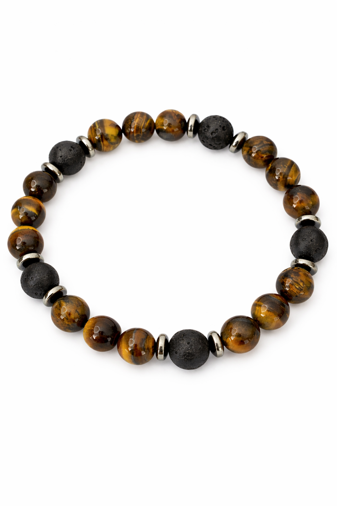 Tiger Eye Lava Bracelet – Strength